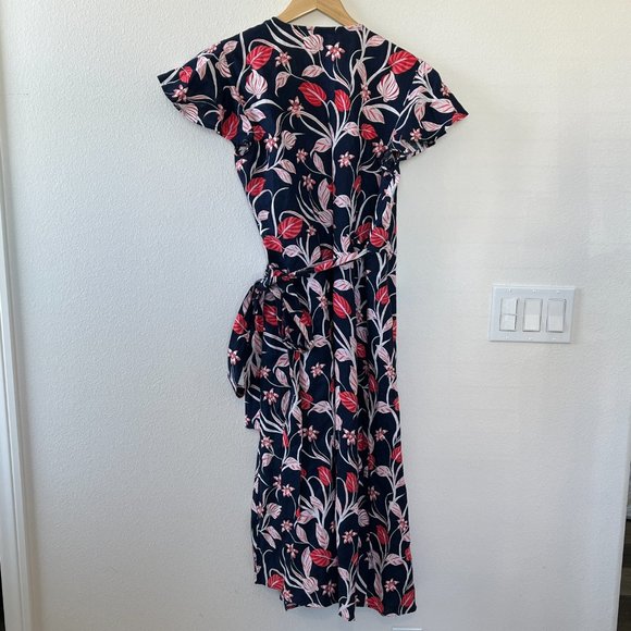 Draper James Floral Short Sleeve Wrap Linen Dress - Picture 5 of 12